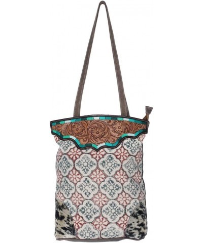 KB618 TOTE Hand Tooled Upcycled Wool Upcycled Canvas Hair-on Genuine Leather women bag western handbag purse $31.49 Totes