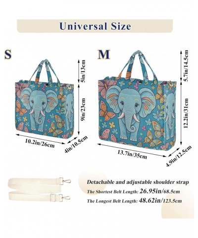 Tote Bag Elephant with Butterfly Trendy Corduroy Bag Crossbody Bag with Zipper and Magnetic Clasp $17.40 Totes