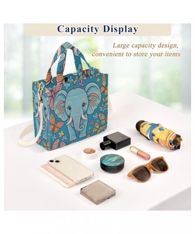 Tote Bag Elephant with Butterfly Trendy Corduroy Bag Crossbody Bag with Zipper and Magnetic Clasp $17.40 Totes