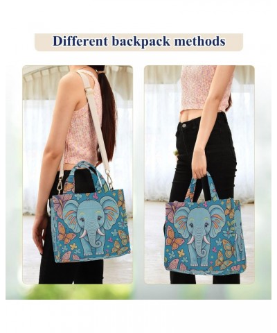 Tote Bag Elephant with Butterfly Trendy Corduroy Bag Crossbody Bag with Zipper and Magnetic Clasp $17.40 Totes