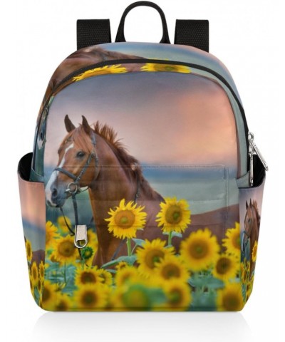 Animal Horse Sunflower Mini Backpack for Women Girls, Small Backpack Purse Travel Casual Daypack Lightweight Shoulder Bag $18...