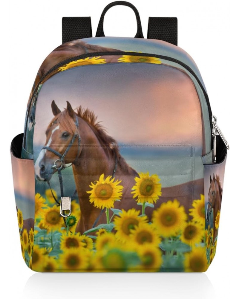 Animal Horse Sunflower Mini Backpack for Women Girls, Small Backpack Purse Travel Casual Daypack Lightweight Shoulder Bag $18...