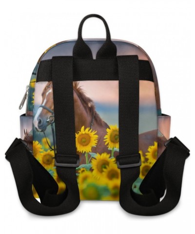 Animal Horse Sunflower Mini Backpack for Women Girls, Small Backpack Purse Travel Casual Daypack Lightweight Shoulder Bag $18...