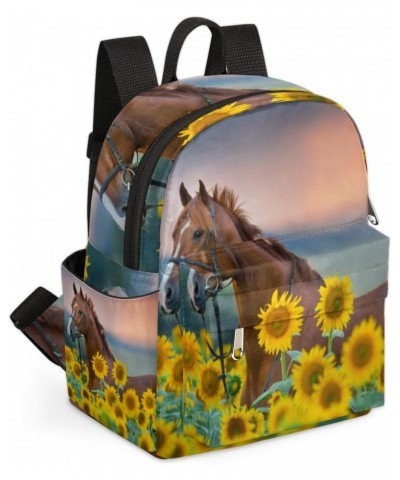 Animal Horse Sunflower Mini Backpack for Women Girls, Small Backpack Purse Travel Casual Daypack Lightweight Shoulder Bag $18...