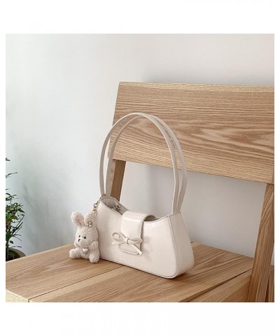 Small Shoulder Bag Y2K Purse for Women PU Leather Handbag Trendy Bow Underarm Bag Fashion Satchel Purse A-white $13.01 Should...