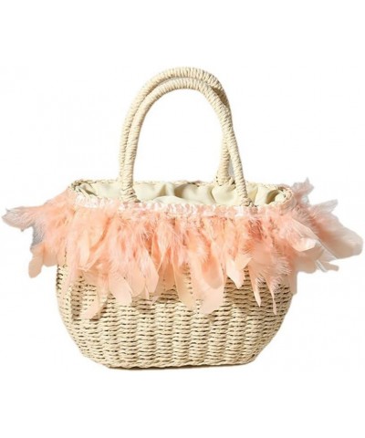 Straw Tote Rattan Summer Purse Handbags Straw Bags for Summer Raffia Tote Beach Purse Shopping Vacation Holiday Beige-pink $2...