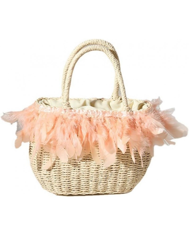 Straw Tote Rattan Summer Purse Handbags Straw Bags for Summer Raffia Tote Beach Purse Shopping Vacation Holiday Beige-pink $2...