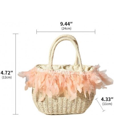 Straw Tote Rattan Summer Purse Handbags Straw Bags for Summer Raffia Tote Beach Purse Shopping Vacation Holiday Beige-pink $2...