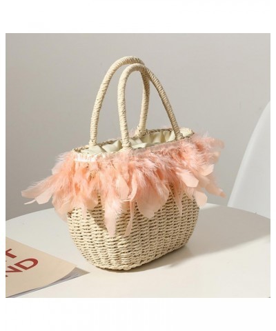 Straw Tote Rattan Summer Purse Handbags Straw Bags for Summer Raffia Tote Beach Purse Shopping Vacation Holiday Beige-pink $2...