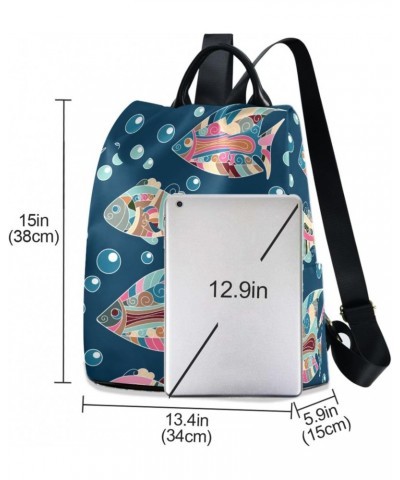 Tribal Flat Fishes Backpack for Women, Fashion Anti Theft Casual Daypack Shoulder Bag Purse for Travel Work 15 inches $19.27 ...