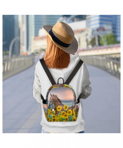 Animal Horse Sunflower Mini Backpack for Women Girls, Small Backpack Purse Travel Casual Daypack Lightweight Shoulder Bag $18...