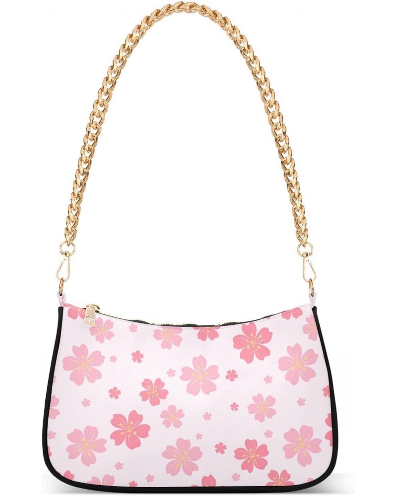 Shoulder Bag for Women, Cute Pink Floral Print Tote Bag Small Purses Cute Mini Zipper Handbag with Chain Strap $17.39 Shoulde...