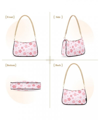 Shoulder Bag for Women, Cute Pink Floral Print Tote Bag Small Purses Cute Mini Zipper Handbag with Chain Strap $17.39 Shoulde...