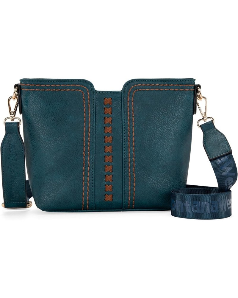 Small Crossbody bags for Women Cross Body Purses Shoulder Handbags with Wide Guitar Strap Teal Blue $16.95 Crossbody Bags