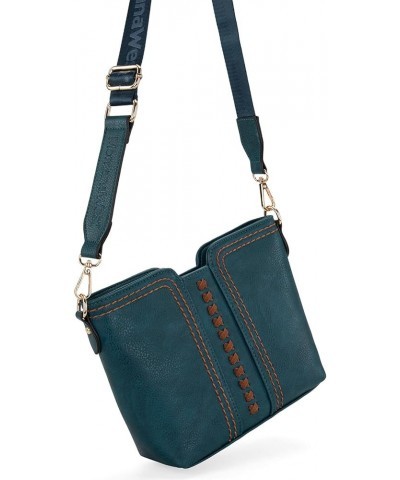 Small Crossbody bags for Women Cross Body Purses Shoulder Handbags with Wide Guitar Strap Teal Blue $16.95 Crossbody Bags