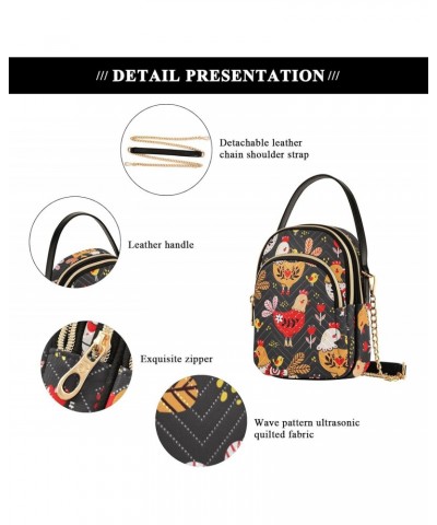 Rooster Chickens Animal Crossbody Bag for Women Cell Phone Purse Wallet with Removable Chain Shoulder Handbag for Travel Pass...