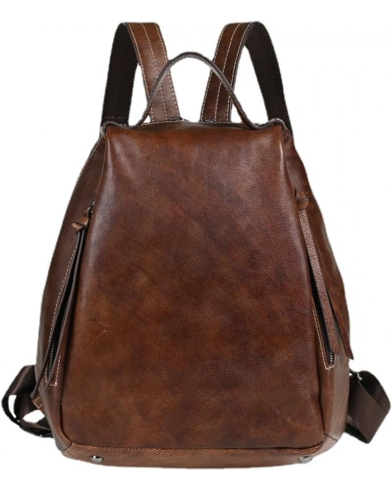 Women/Men Genuine Cow Leather Backpack Purse for Women Handbags Tote Travel Bag Vintage Bags Zipper (Brown) Coffee $37.92 Totes