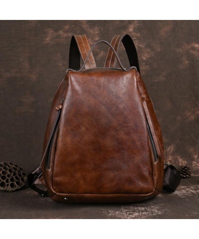 Women/Men Genuine Cow Leather Backpack Purse for Women Handbags Tote Travel Bag Vintage Bags Zipper (Brown) Coffee $37.92 Totes