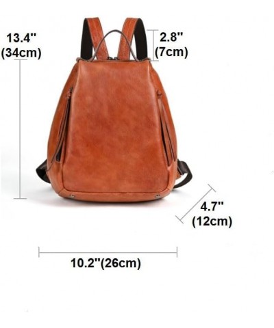 Women/Men Genuine Cow Leather Backpack Purse for Women Handbags Tote Travel Bag Vintage Bags Zipper (Brown) Coffee $37.92 Totes