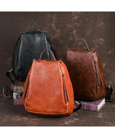 Women/Men Genuine Cow Leather Backpack Purse for Women Handbags Tote Travel Bag Vintage Bags Zipper (Brown) Coffee $37.92 Totes