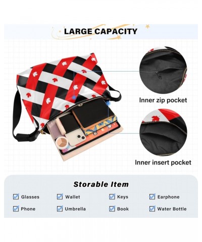 Unisex Shoulder Bag Crossbody Handbag Canadian-maple-leaf-plaid Women Casual Hobo Bag Lightweight PU Leather Tote $18.06 Cros...