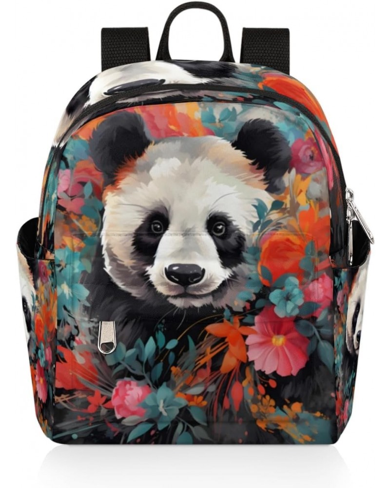 Colorful Panda Flower Small Backpack for Women Ladies Mini Backpack Travel Casual Backpack Purse Satchel Daypack $23.64 Backp...