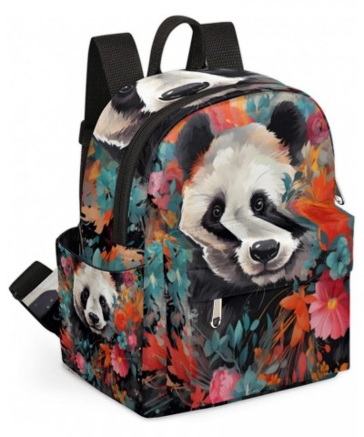 Colorful Panda Flower Small Backpack for Women Ladies Mini Backpack Travel Casual Backpack Purse Satchel Daypack $23.64 Backp...