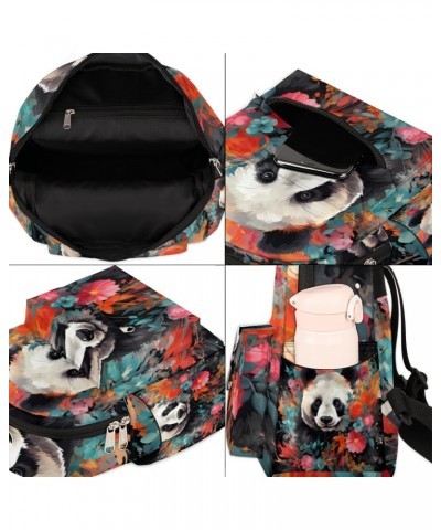 Colorful Panda Flower Small Backpack for Women Ladies Mini Backpack Travel Casual Backpack Purse Satchel Daypack $23.64 Backp...