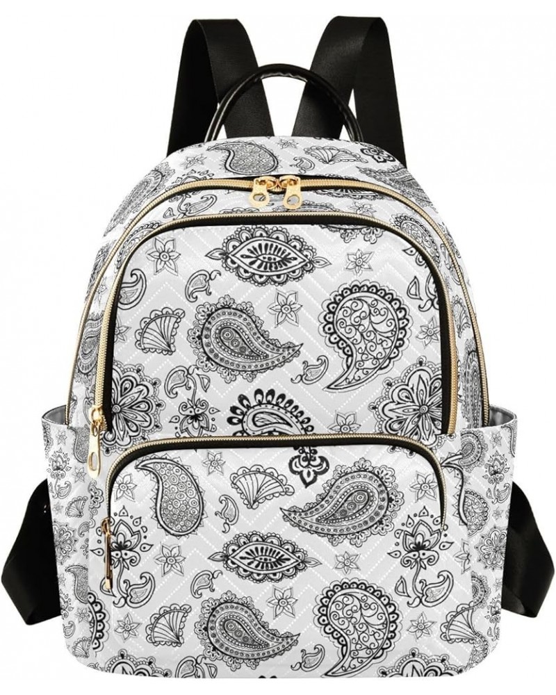 Paisley Ethnic Pattern Floral Mini Backpack Purse for Women Travel Bag Fashion Daypack Back Pack Shoulder Bag Multicolor Medi...