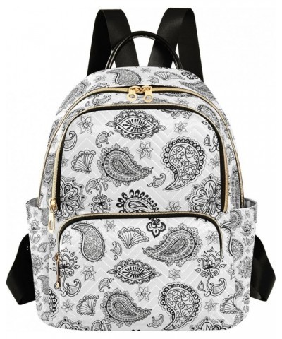 Paisley Ethnic Pattern Floral Mini Backpack Purse for Women Travel Bag Fashion Daypack Back Pack Shoulder Bag Multicolor Medi...