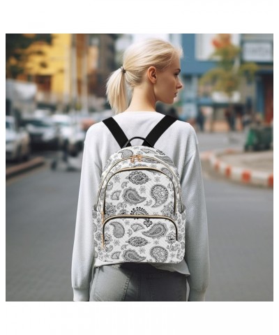 Paisley Ethnic Pattern Floral Mini Backpack Purse for Women Travel Bag Fashion Daypack Back Pack Shoulder Bag Multicolor Medi...