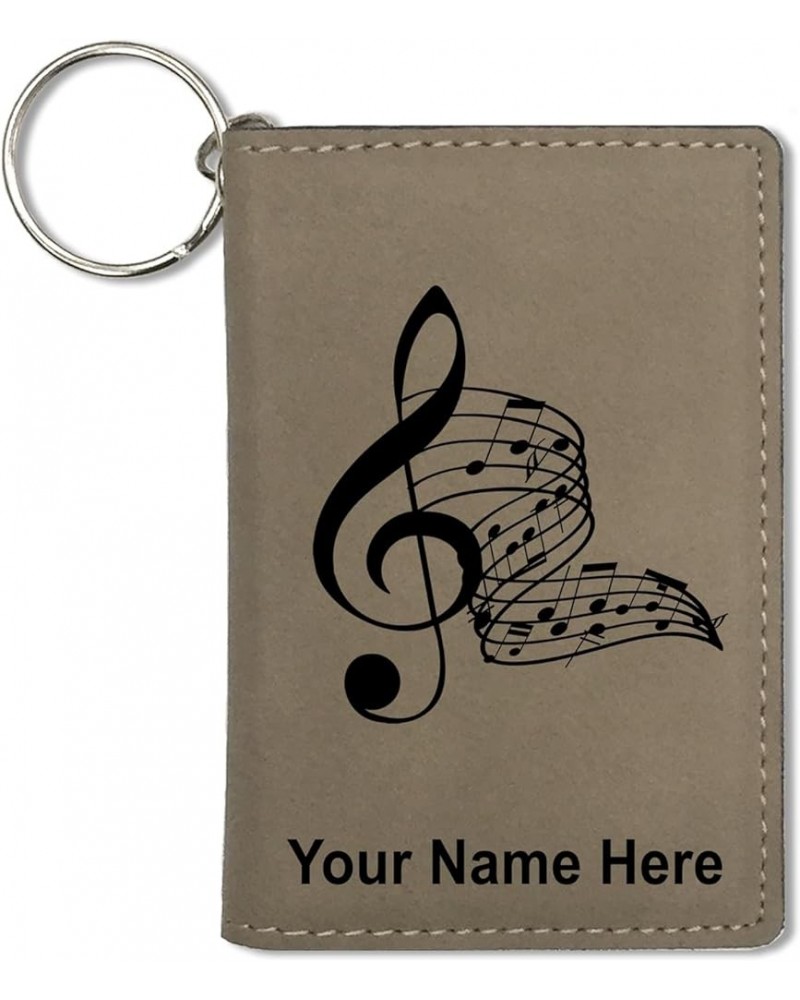 ID Holder Wallet, Musical Notes, Personalized Engraving Included (Light Brown) Light Brown $15.67 Wallets