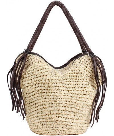 Straw Bag for Women Large Handwoven Bucket Tote with Tassel Purse Summer Beach Handbag Woven Boho Shoulder hobo bag Beige $17...