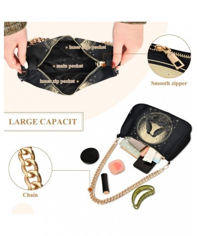 Retro Black Birds Clutch Shoulder Bag for Women, Hobo Tote Handbag with Gold Chain, Crossbody Bag with Zipper Closure $13.80 ...