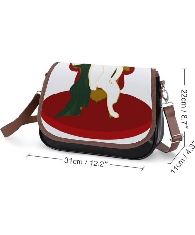 Printed Crossbody Bag Shoulder Bag PU Leather Women's Designer Satchels Cat King Color2 $25.49 Crossbody Bags