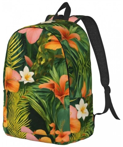 Hojas Tropicales Y Flores Print Unisex Canvas Bag Canvas Shoulder Pouch Pack Lightweight Backpack For Woman Lady Black Small ...