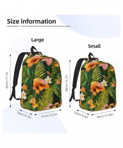 Hojas Tropicales Y Flores Print Unisex Canvas Bag Canvas Shoulder Pouch Pack Lightweight Backpack For Woman Lady Black Small ...