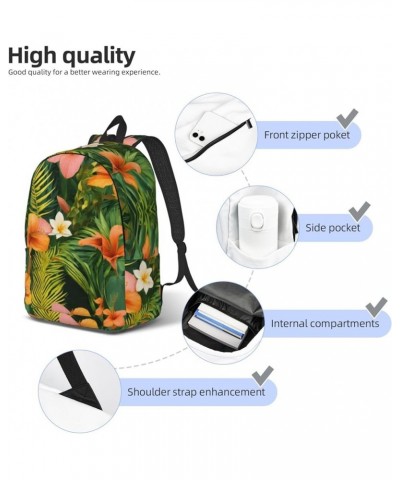 Hojas Tropicales Y Flores Print Unisex Canvas Bag Canvas Shoulder Pouch Pack Lightweight Backpack For Woman Lady Black Small ...