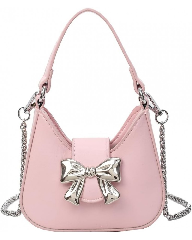 Small Shoulder Bag Cute Bow Purse for Women Crossbody Bag Trendy Y2K Purse Satchel Handbag Purse Pink Small $15.92 Shoulder Bags