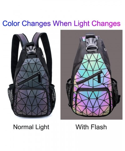 Geometric Luminous Backpacks Holographic Reflective Bag Lumikay Purse Irredescent Crossbody Bag Prism Sling Bag for Women Men...