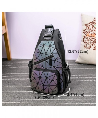 Geometric Luminous Backpacks Holographic Reflective Bag Lumikay Purse Irredescent Crossbody Bag Prism Sling Bag for Women Men...