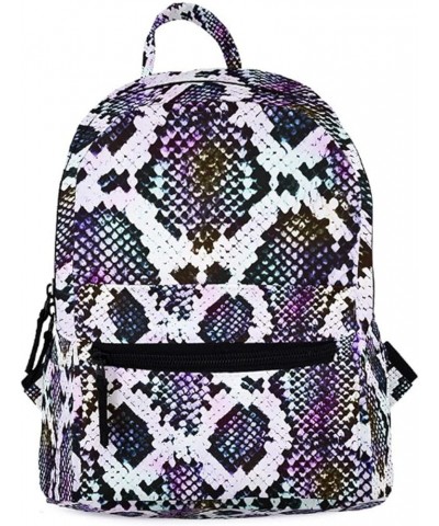 Mini Backpack Purse Snakeskin Leather Satchel Bag Casual Travel Daypack for Women Purple $14.51 Backpacks