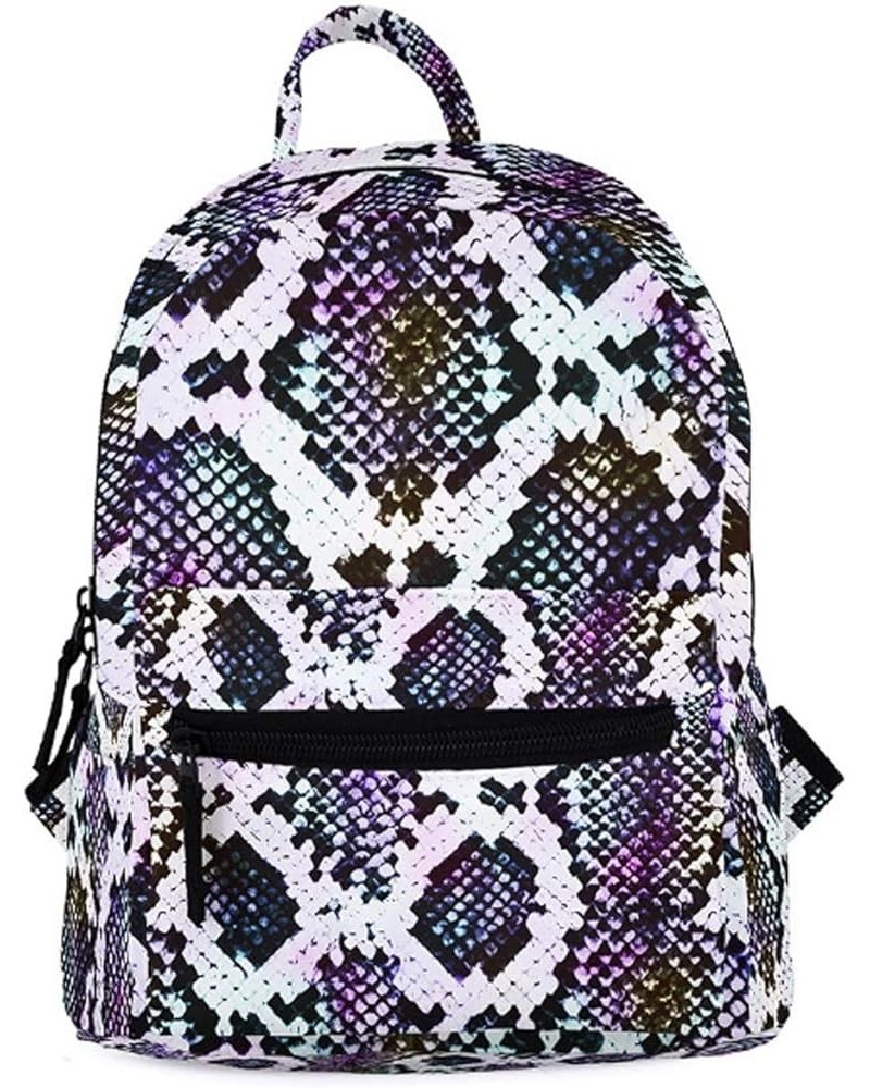 Mini Backpack Purse Snakeskin Leather Satchel Bag Casual Travel Daypack for Women Purple $14.51 Backpacks