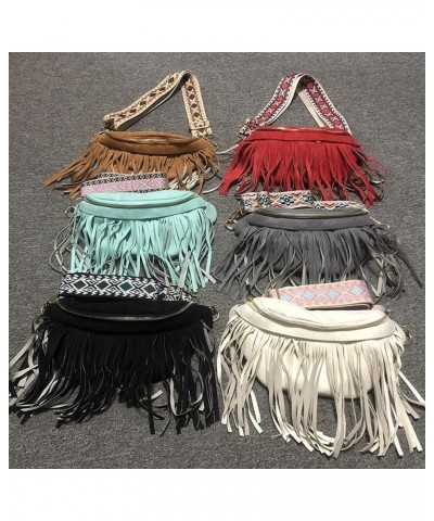 Women Shoulder Handbag Suede Fringe Crossbody Bag Jacquard Shoulder Strap Chest Bag Large Capacity Sports Ladies, Grey, One S...