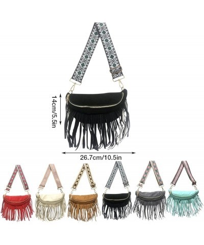 Women Shoulder Handbag Suede Fringe Crossbody Bag Jacquard Shoulder Strap Chest Bag Large Capacity Sports Ladies, Grey, One S...