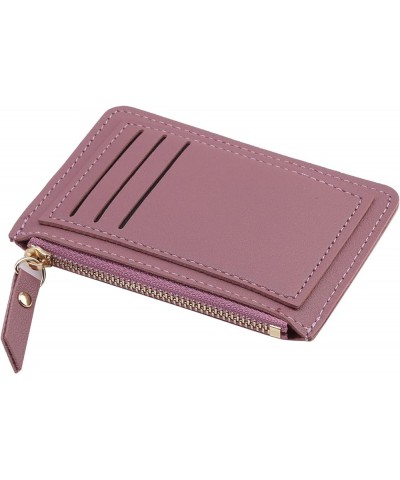 Credit Card Holder for Women Zipper Coin Purse Portable Multifunctional Multi-Card Leather Small Wallet,Pink Dark pink $7.02 ...