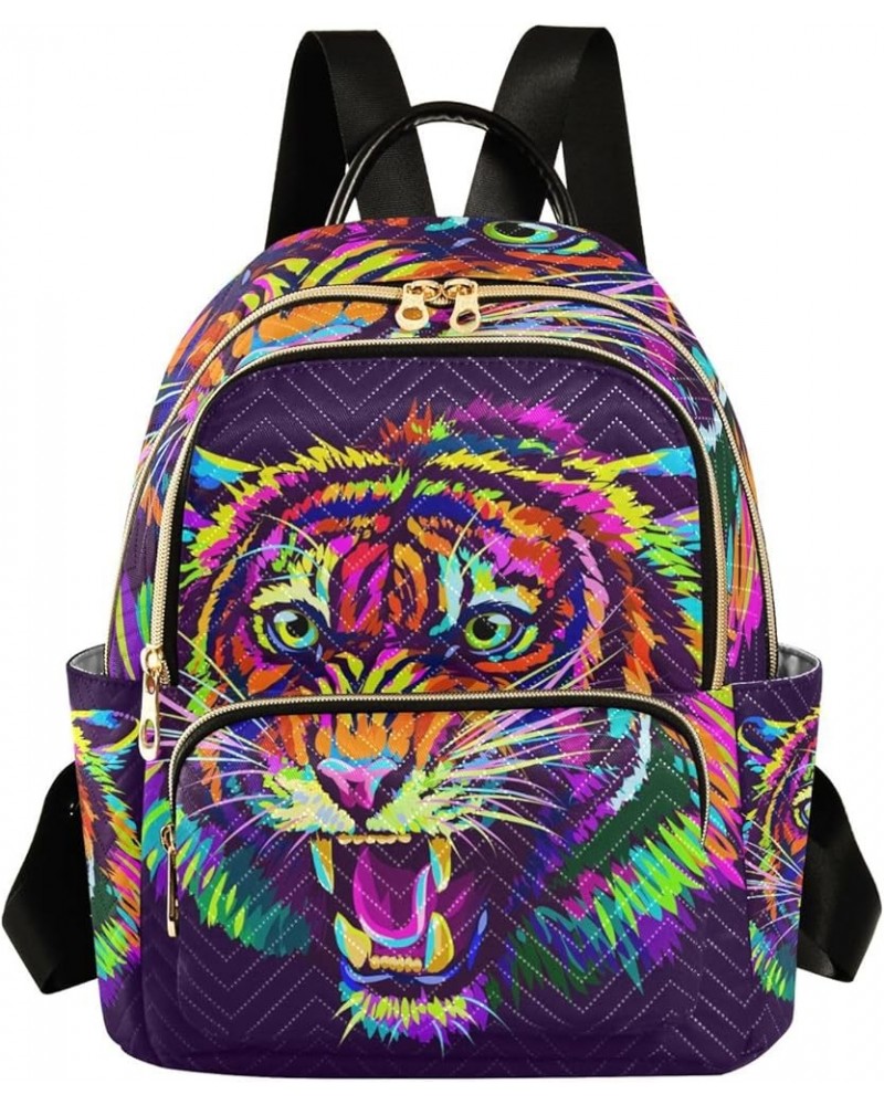 Small Backpack for Women Travel Bag Colorful Tiger Daypack Purse Fashion Shoulder Bag Rucksack Medium B871 $12.22 Backpacks