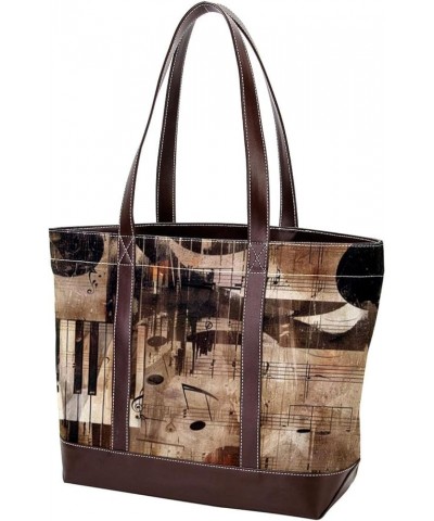 Tote Bags, Large Tote Bag, Tote Bag with Zipper, Music Piano Vintage Note Art, Tote Bag for Work Design 14677 $26.87 Totes