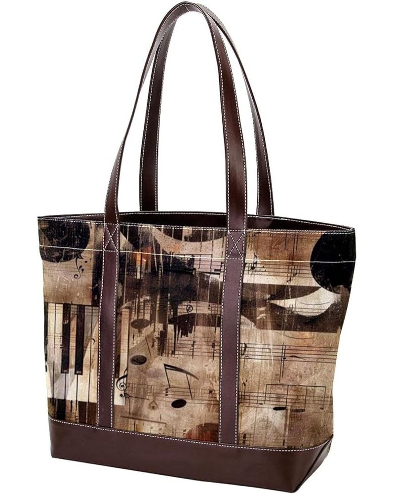 Tote Bags, Large Tote Bag, Tote Bag with Zipper, Music Piano Vintage Note Art, Tote Bag for Work Design 14677 $26.87 Totes