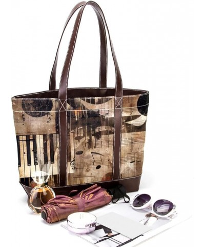 Tote Bags, Large Tote Bag, Tote Bag with Zipper, Music Piano Vintage Note Art, Tote Bag for Work Design 14677 $26.87 Totes